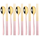 Axyaa Black Gold Stainless Steel Cutlery Set - 10Pcs Luxury Korean Tableware