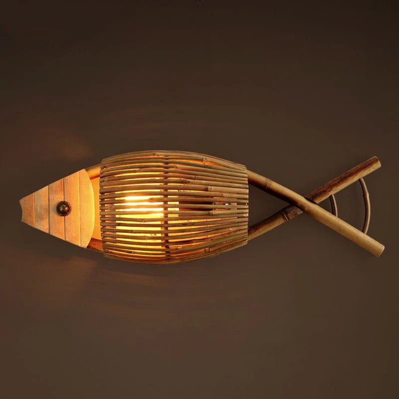 Axya Bamboo Fish Wall Lamp Retro Creative Cafe Bar Teahouse Decor