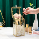 Axyaa Glass Makeup Brush Holder & Organizer: Cosmetic Desk Container for Lipstick, Eyebrow Pencil