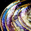 Axya™ Rainbow Glass Dinner Plates with Gold Inlay - Set of 4