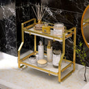 Axyaa Gold Makeup Organizer Shelf: Countertop & Wall-Mounted Cosmetic Storage Rack