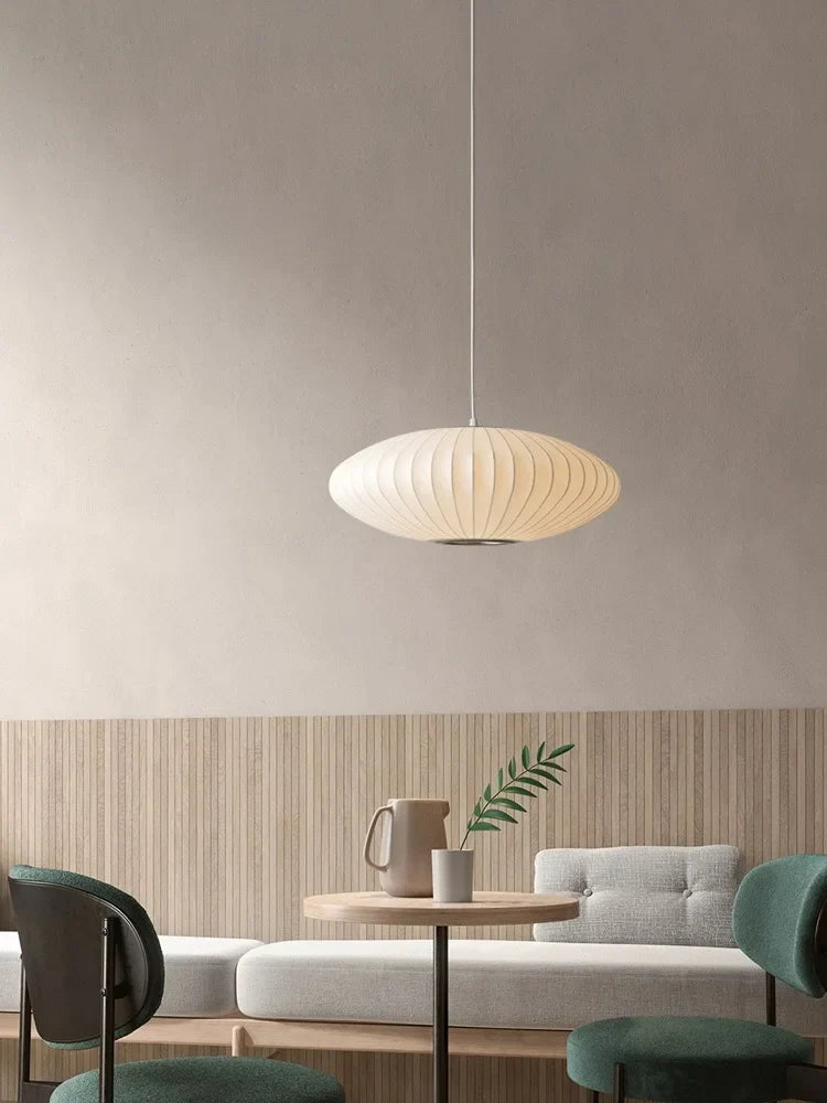 Nordic Silk Pendant Lights Modern Wabi Sabi E27 LED Chandeliers by Axyaa