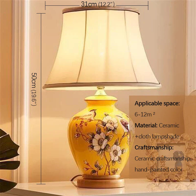 Axyaa Luxury Ceramic LED Table Lamp with Modern Flower Design