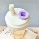 Axyaa Purple Bow Straw Cup: Cute Bubble Tea Coffee Milk Water Bottle, Large Capacity