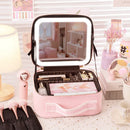 Axyaa Lighted Mirror Travel Makeup Bag - Professional Cosmetic Organizer