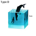 Axyaa Marine Whale Shark Diver Cube LED Table Lamp Resin Decorations Night Lights