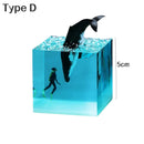 Axyaa Marine Whale Shark Diver Cube LED Table Lamp Resin Decorations Night Lights