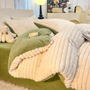 Luxury Axyaa Rabbit Fur Velvet Bedding Set, AB Side Duvet Cover, Flanne Plush Bed Sheet