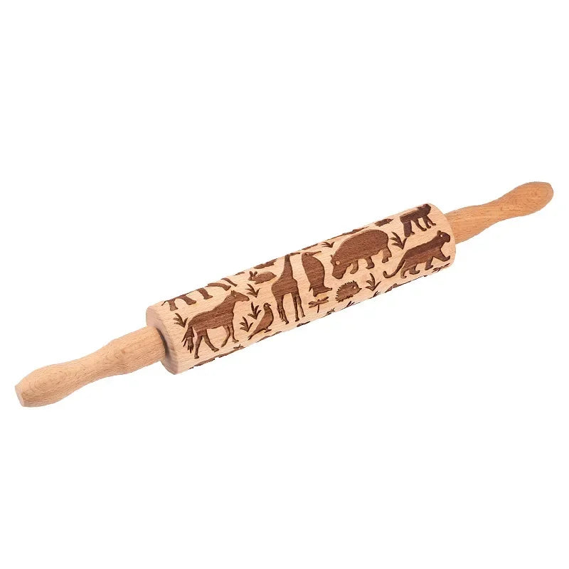 Axya Beech Solid Wood Rolling Pin Baking Tool for Cookies and Clay Art