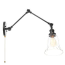 Axyaa Industrial Clear Glass LED Wall Lamp Pull Chain Switch Vintage Style