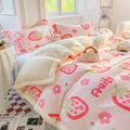 Axyaa Cartoon Print Dual Use Blanket in Milk Velvet & Cashmere for Winter and Spring