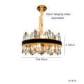 Axyaa Smoky Grey Crystal Chandelier LED Pendant Light, Luxe Leather, Dimmable for Living Room