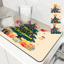 Axyaa Christmas Tree Absorbent Drying Mat - Quick Dry, Antiskid Tableware Mat