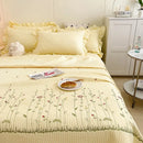 Axyaa Chiffon Summer Quilt Set: Ruffled Double Bed Cover, Girl Heart, Washed Cotton