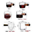 Axya Glass Espresso Measuring Cup with Wood Handle - 50/75/100/140ml