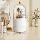Axyaa 360 Rotating Clear Makeup Brush Holder with Lid and Dustproof Organizer
