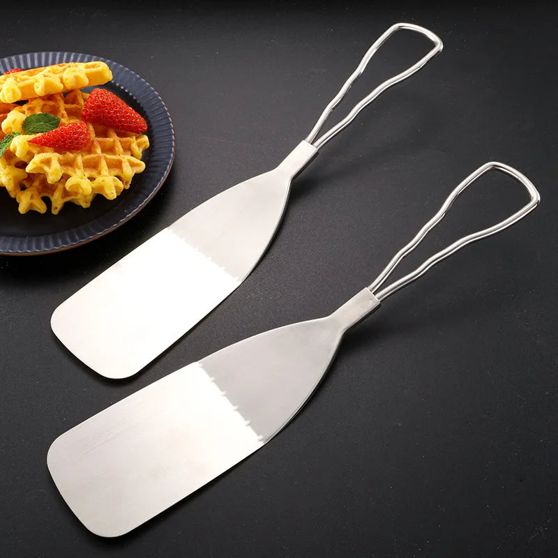 Axyaa Stainless Steel Steak Spatula with Anti-Scalding Handle BBQ Pizza Turner