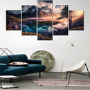 Axyaa Nature Scenic Morning Wall Art Poster Set - 5 Piece Canvas Home Decor