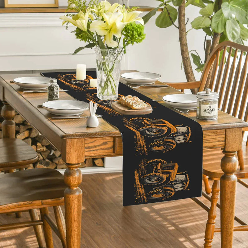 Axyaa Tractor Silhouette Table Runner for Kitchen and Dining Decor