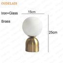 Axyaa Black Iron Glass Ball Table Lamps - Nordic Bedroom Lighting
