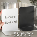 Axyaa White Metal Book Ends: Stylish Book Dividers for Shelves, Home Office