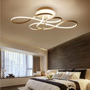 Axyaa Modern LED Chandelier Ceiling Lamp in White/Black Iron, 70cm