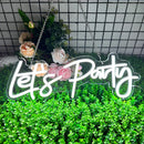Axyaa Let's Party Neon Sign Cool White Background Party Lights/Event Atmosphere Decoration