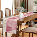 Axyaa Christmas Watercolor Table Runner, Farmhouse Dining Decor, Washable Long Cloth