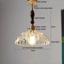 Axyaa Japanese Style LED Glass Pendant Lamp with Wood Handle