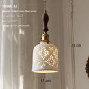 Axyaa Nordic Ceramic Pendant Ceiling Light, Modern Brass Socket Hanging Lamp