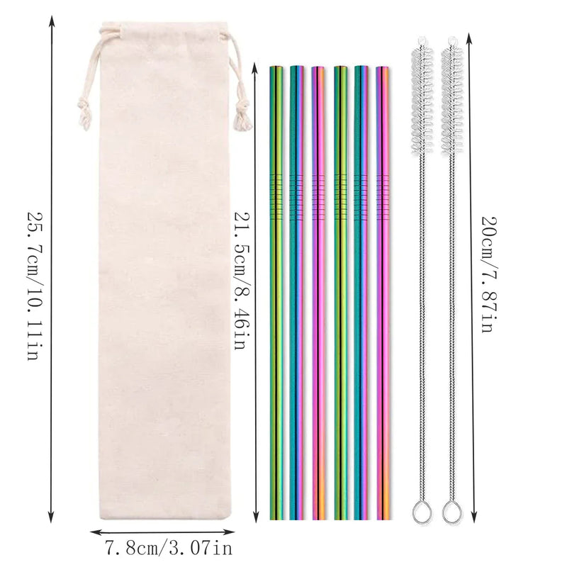Axyaa Stainless Steel Straws Set - Eco-Friendly Reusable Portable Travel Essential