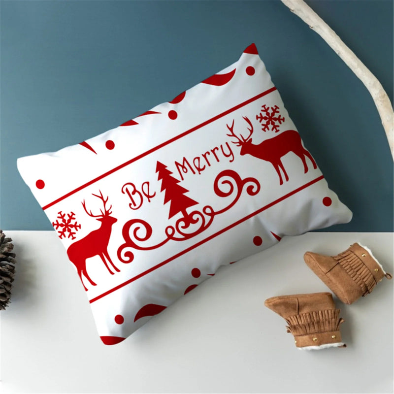 Axyaa Christmas Printed Deer & Santas Pillow Case 30x50cm