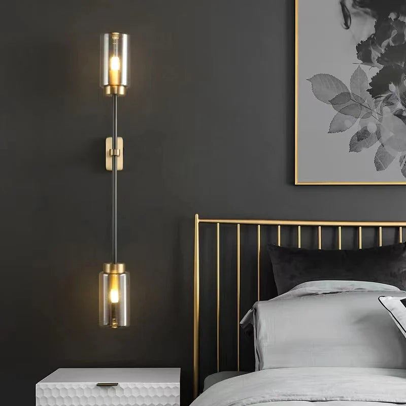 Axya Black Glass Wall Lamp: Modern American Nordic Sconce for Home Decor