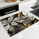 Axyaa Metallic Floral Branches Drying Mat: Non-Slip Absorbent Placemat