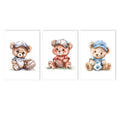 Axyaa Vintage Teddy Bear Sports Wall Art Print for Kids Room