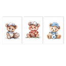 Axyaa Vintage Teddy Bear Sports Wall Art Print for Kids Room