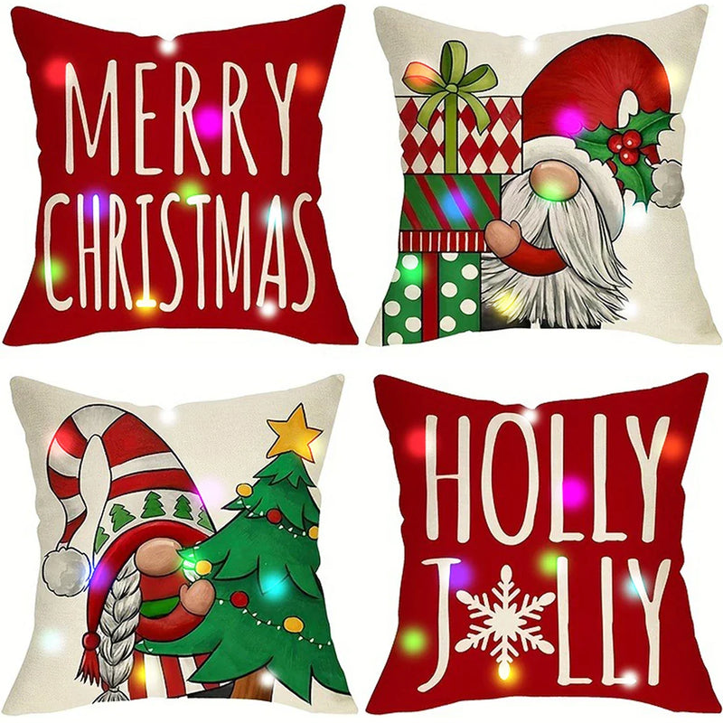 Axyaa Dwarf Christmas Tree LED Pillowcase - Merry Christmas Party Home Decor