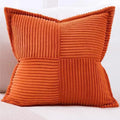 Axyaa Soft Corduroy Striped Border Throw Pillow Covers 18x18 Inch