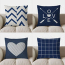 Blue & White Chevron Pattern Pillow Cover for Sofa, Bedroom, Car - Axyaa Brand