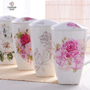 Axyaa Bone  Tumblers with Lid, Cute Floral Big Coffee Cups, Perfect Gift Mug