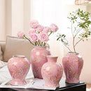 Axyaa Chinese Style Blue & White Porcelain Vase Pink Pot Retro Jars Flower Vase