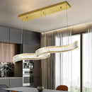Axyaa Double S Wave Steel Crystal LED Pendant Lights Art Deco Hanging Lamp