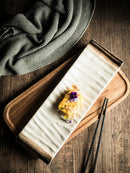 Axyaa Ceramic Rectangle Plate for Sushi Dim Sum Vegetables & Western Cuisine