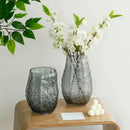 Axyaa Pleated Green Glass Vase for Hydroponics Flower Arrangement