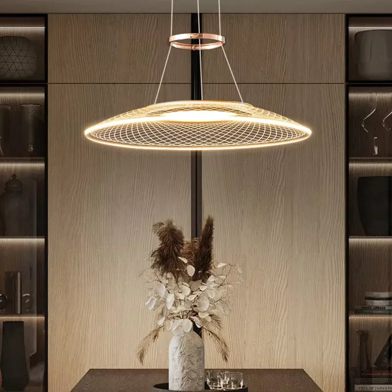 Axyaa Aluminum LED Pendant Lamp: Modern, Simple Design for Living & Dining Rooms