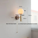 Axyaa Nordic LED Wall Lamp with Pull Chain Switch & Moon Lampshade