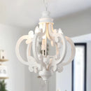 Axyaa Retro White Wood Chandelier for Coffee Bar Dining Living Room