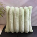 Axyaa Faux Fur Pillow Cover Solid Striped Soft Warm Reversible Beige Cream Green Black