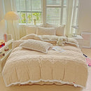 Axyaa Tafu Fleece Four-Piece Bed Sheet Set - Solid Color, Thick & Warm