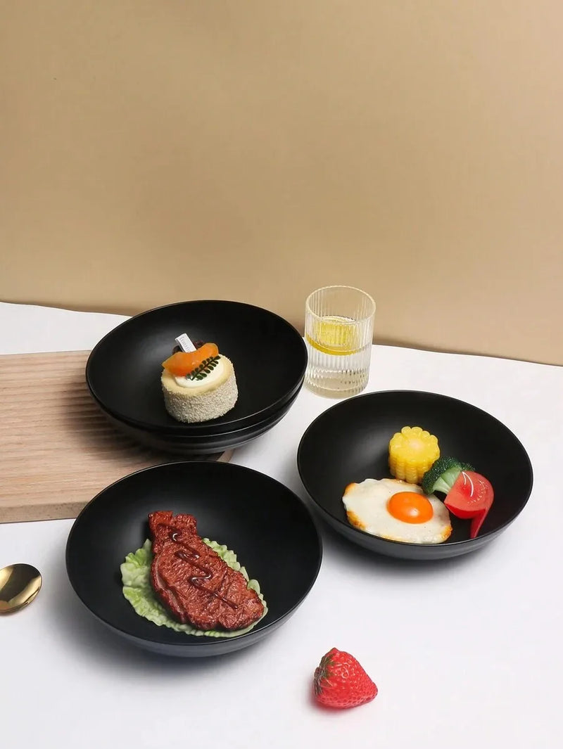 Axyaa Black Plastic Large Bowl - Reusable Salad/Cereal Bowl, Microwave & Dishwasher Safe